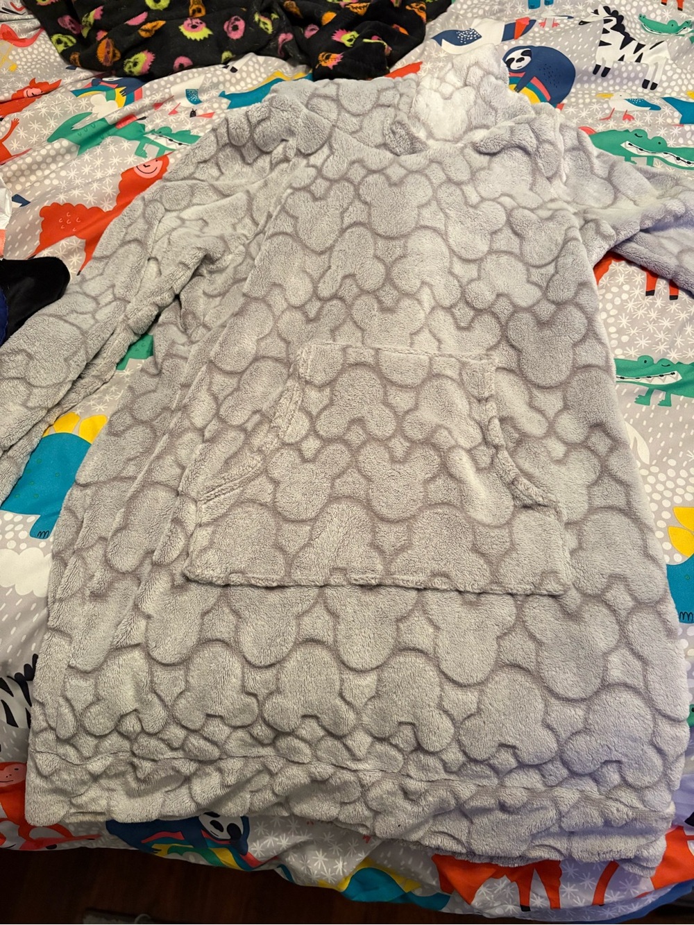 Disney Plush Light Gray Hooded Fleece Snuggie